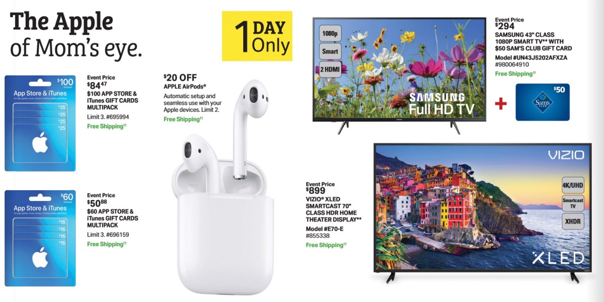 Sam's Club 1-day sale includes Apple discounts, TVs, home goods and more