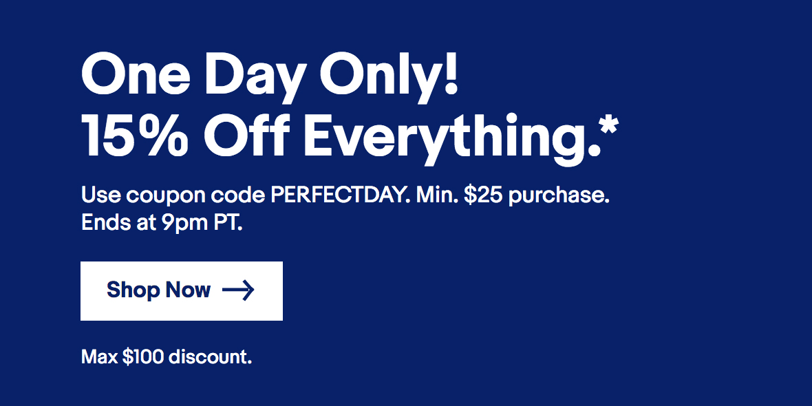 eBay takes 15 off sitewide, today only with this promo code