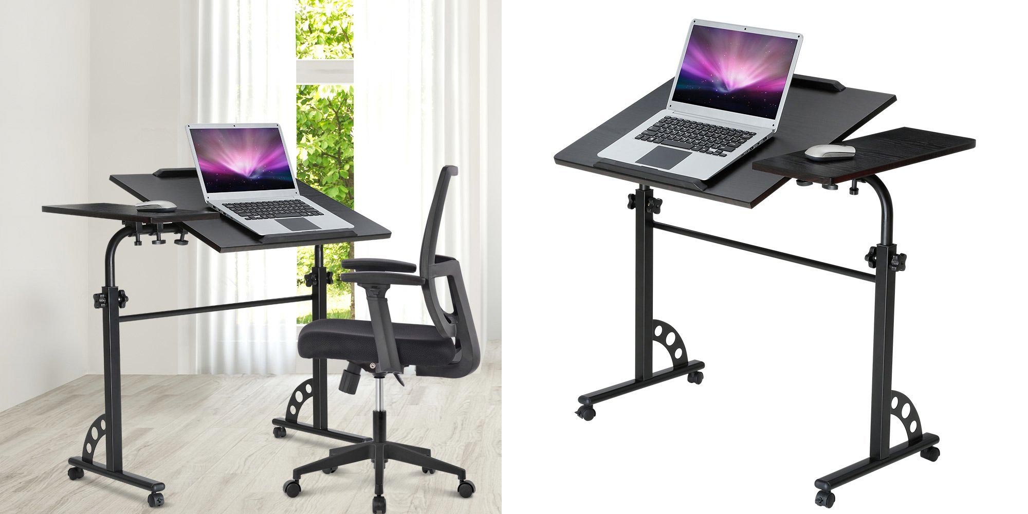 Walk around w/ your MacBook propped high on this mobile standing desk ...