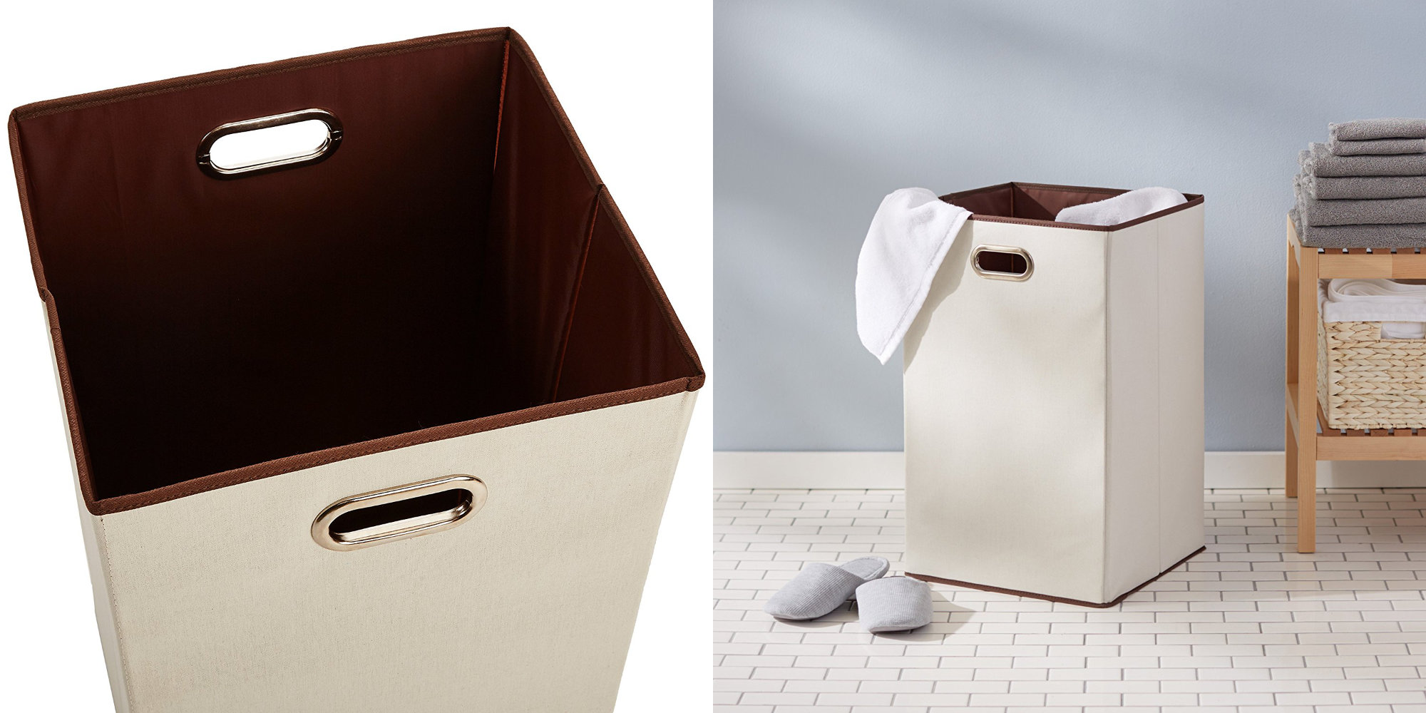 Keep dirty clothes off the floor w/ this AmazonBasics Foldable Hamper