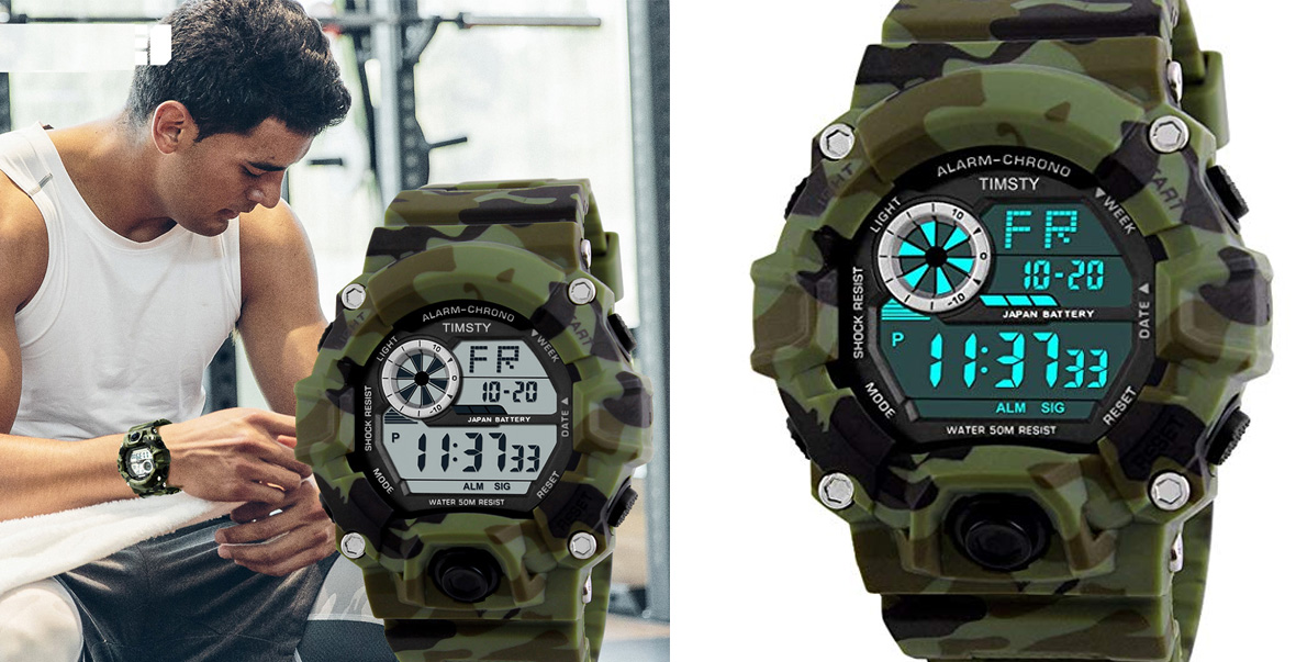 Digital everyday sports watch in camouflage for men at 9 Prime shipped (Reg. 15) 9to5Toys