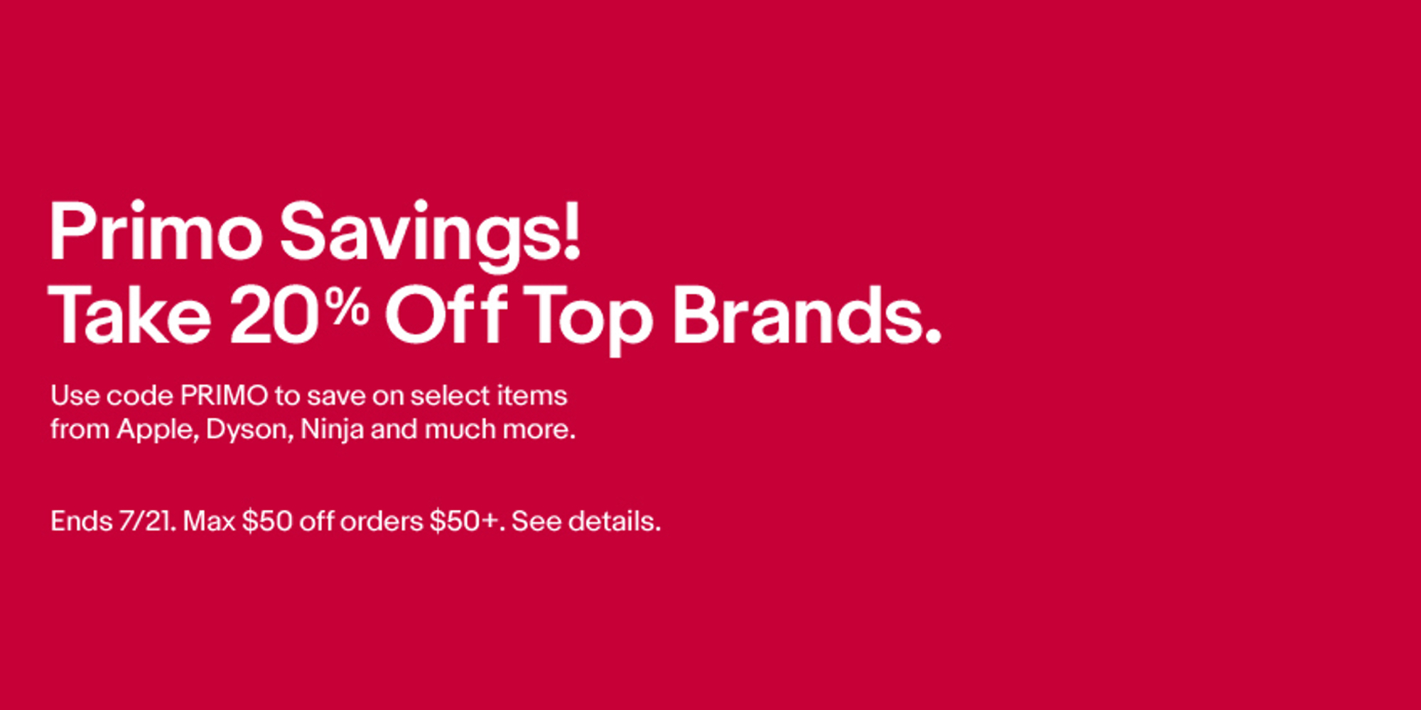eBay's latest promotion takes 20 off select orders over 50 w/ this