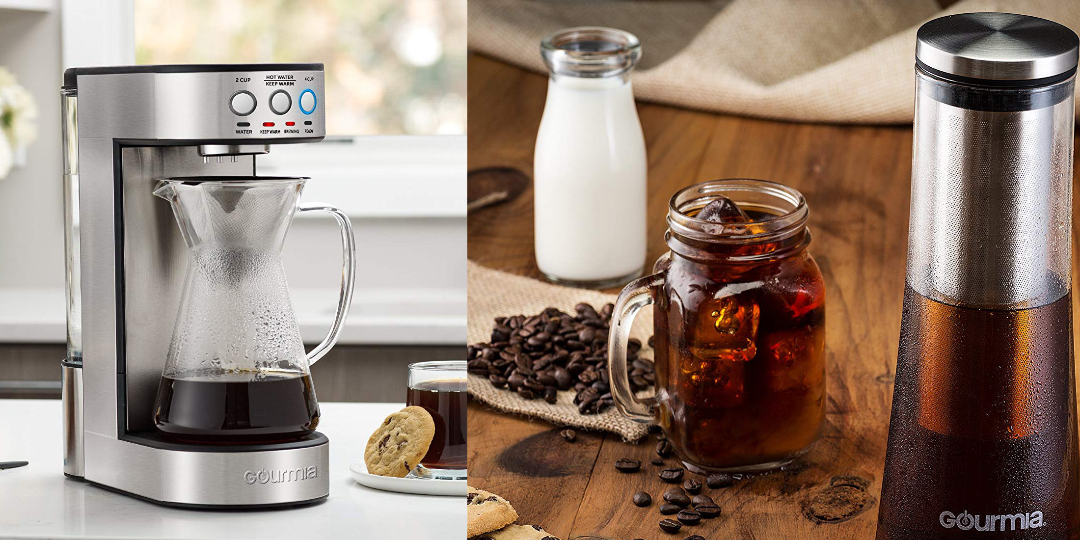 Amazon 1-day Gourmia Coffee Sale from $12: French Press, cold brewers