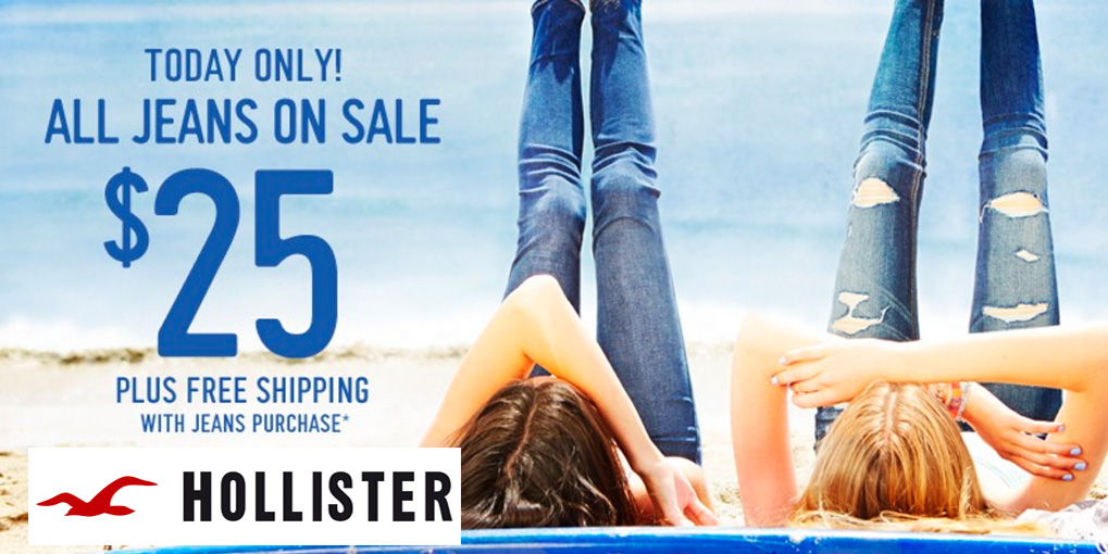 Today only, Hollister offers all of its jeans at 25 shipped just in