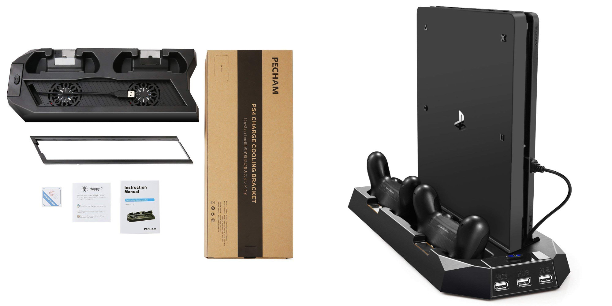 Prop up your PS4 and charge two controllers w/ this vertical stand