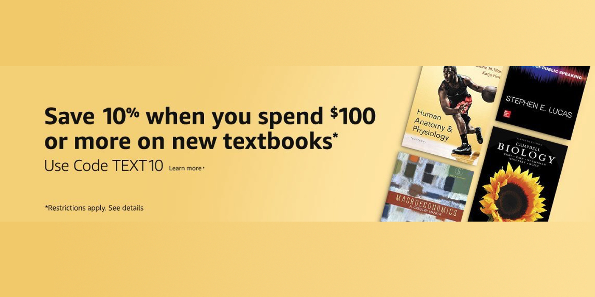 Amazon takes 10% off your next textbook order, just in time for back to