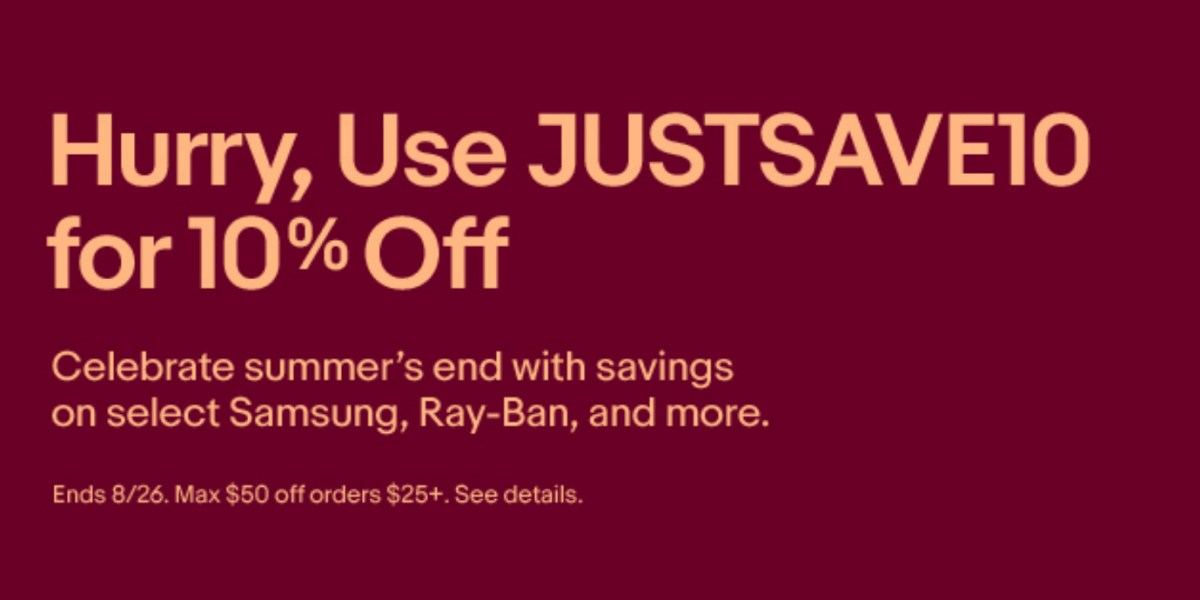 eBay takes 10 off with this code deals on Samsung, RayBan, adidas