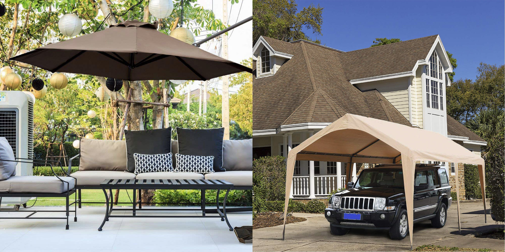 End of season patio accessories at Amazon, today only Umbrellas and