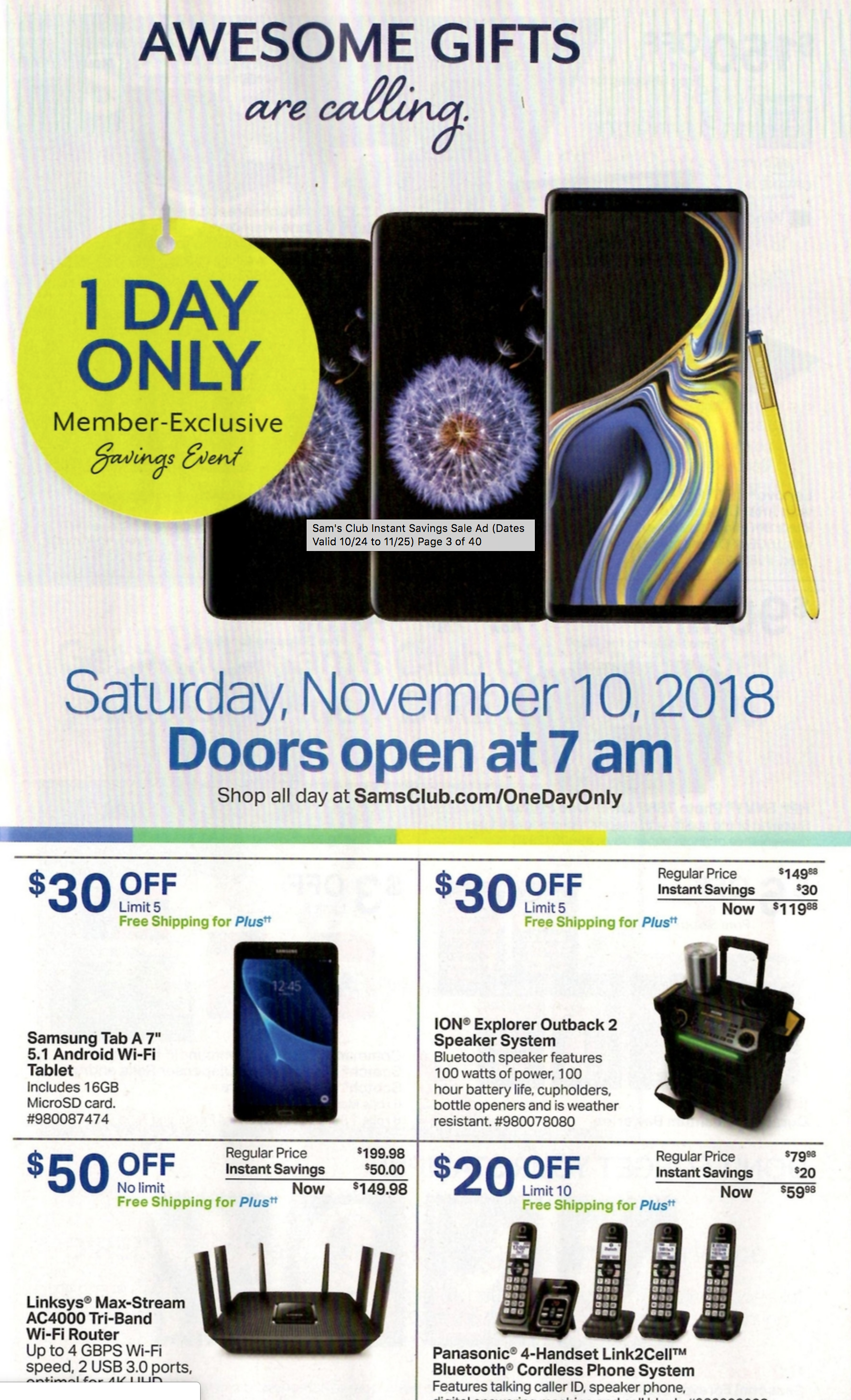 Sam's Club Instant Savings & Deals - November 2023