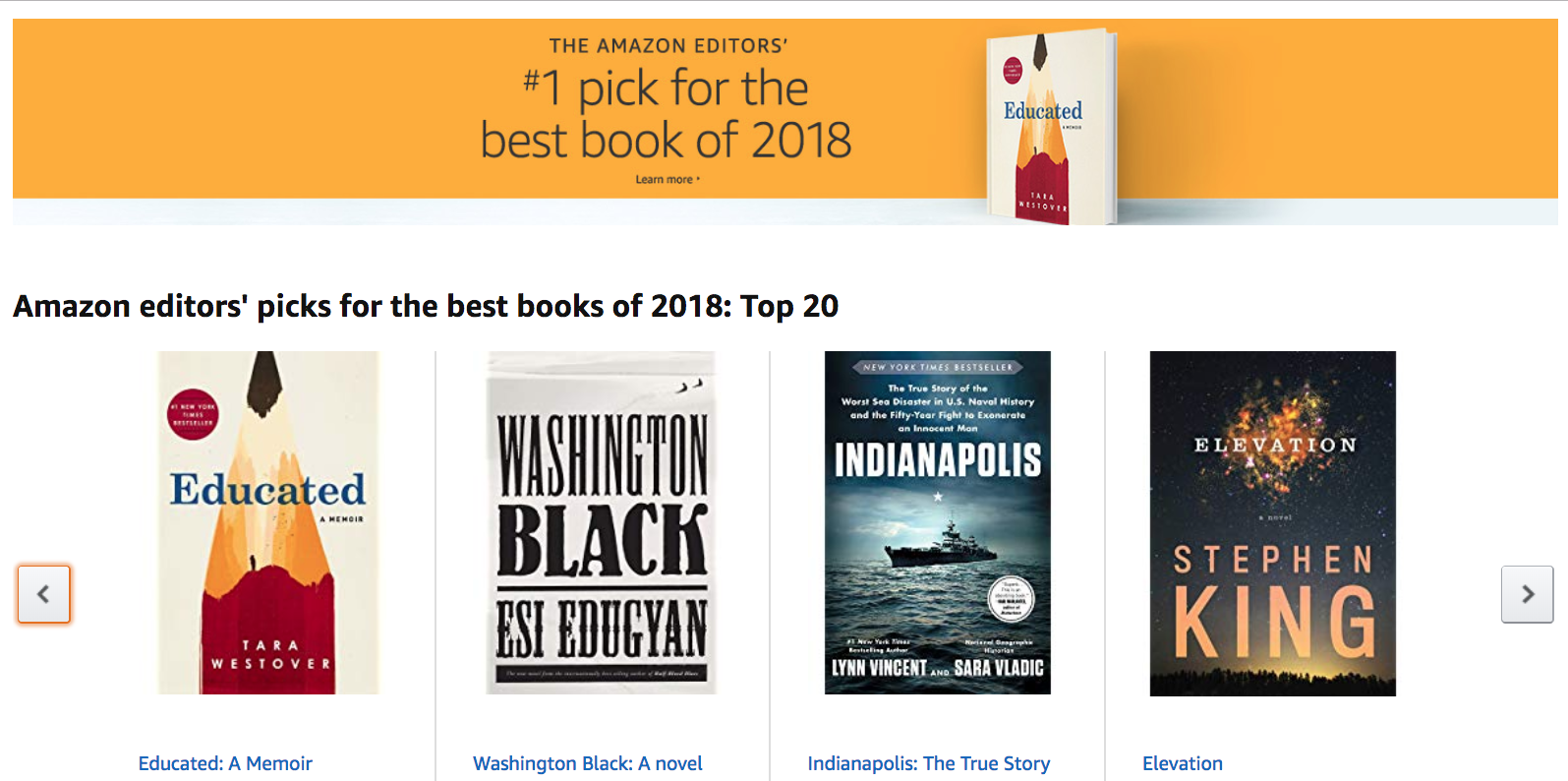 Amazon Best Books of 2018 List features a wide range of genres