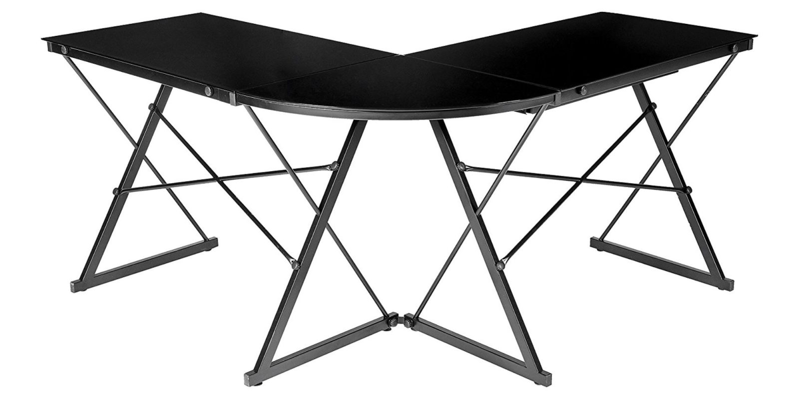 Update your office w/ Amazon's 3pc. Black Glass Desk 88 shipped