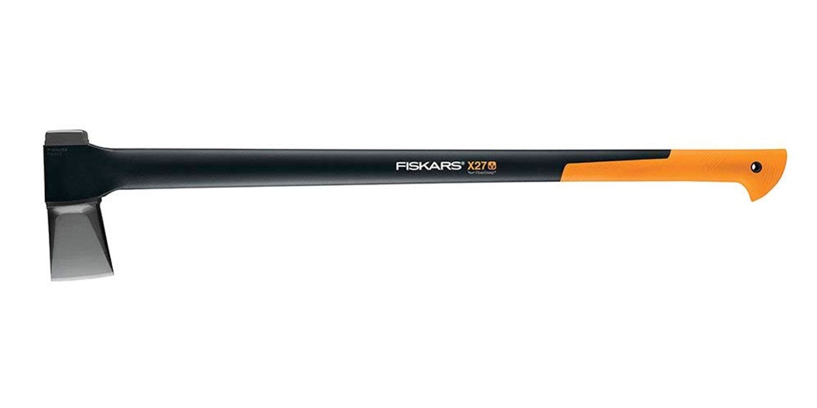 a lumberjack with Fiskars' x27 Super Splitting Axe at 38