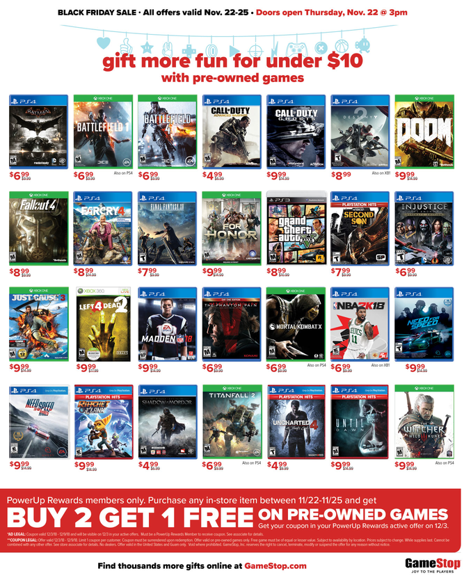 GameStop Black Friday Ad: $50 GC w/ Nintendo Switch, PS4 Pro, Games,  Controllers, more