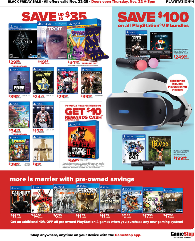 GameStop Black Friday Ad 50 GC w/ Nintendo Switch, PS4 Pro, Games