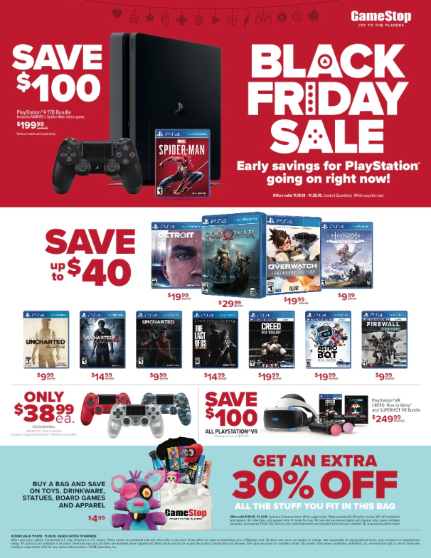 GameStop Black Friday Preview PS4 160 off, Xbox One 100 off, games