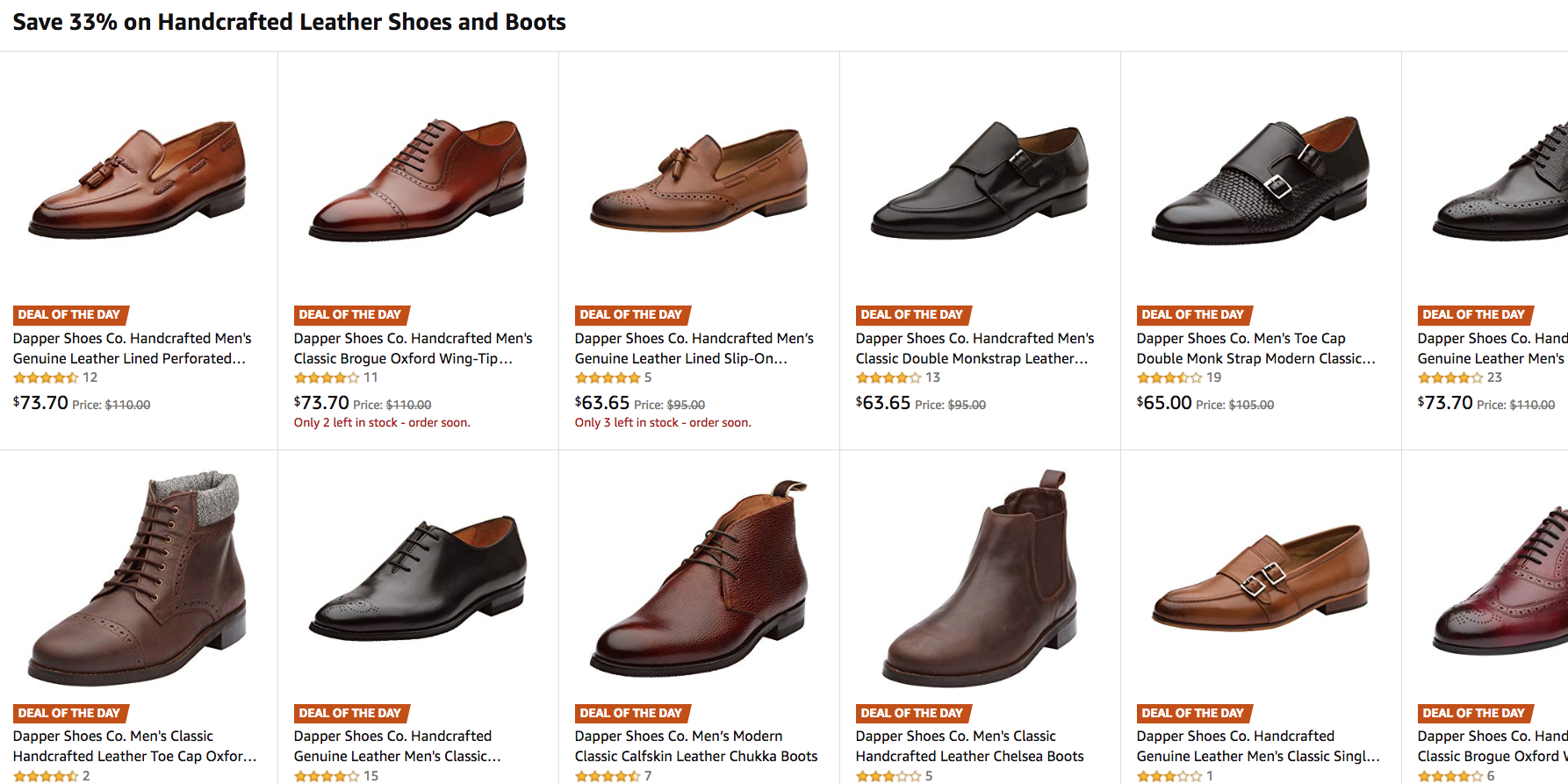 Amazon's Gold Box is filled with handcrafted leather shoes & boots from ...