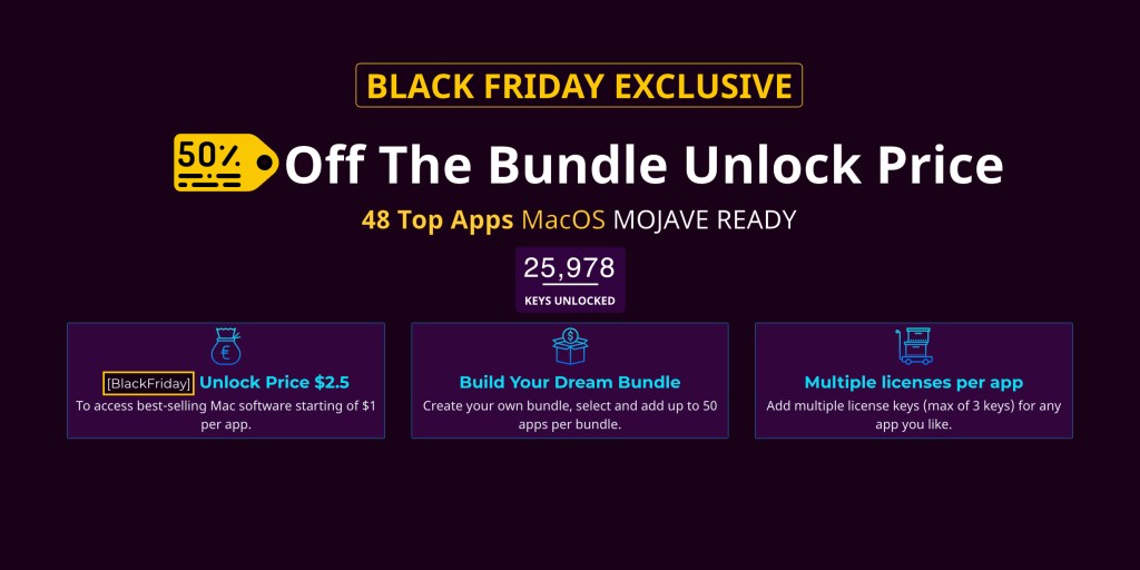 Unlock the Bundle Hunt Black Friday sale from 2.50 with 48 Mac apps