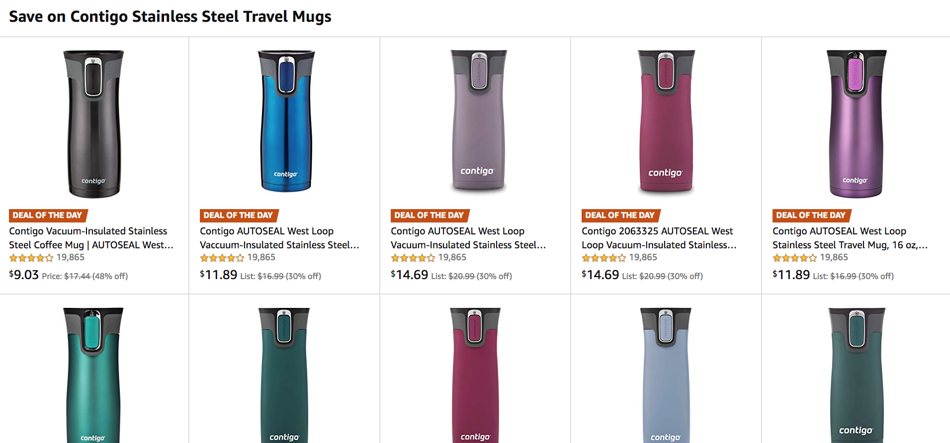 Contigo's popular AUTOSEAL West Loop Travel Mugs are starting from 9
