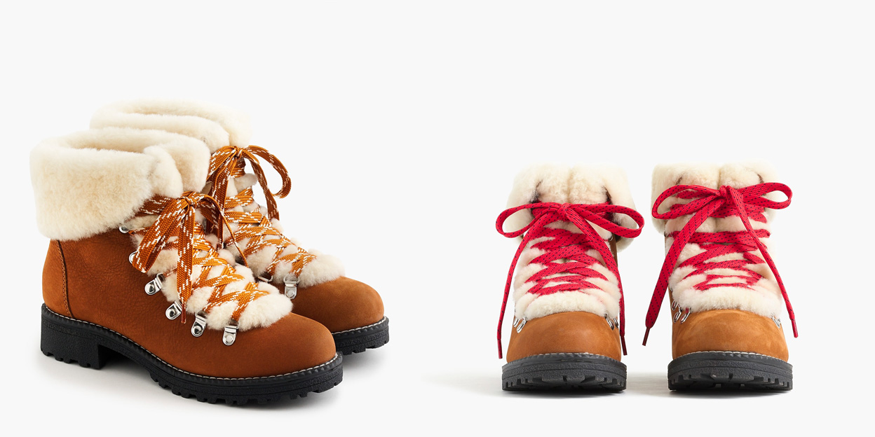 hiker boots with fur