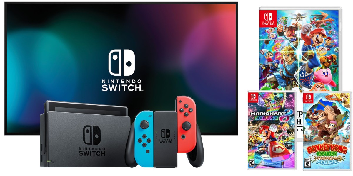 Nintendo Switch + Smash Bros, Mario Kart 8, Donkey Kong & $50 GC for ...