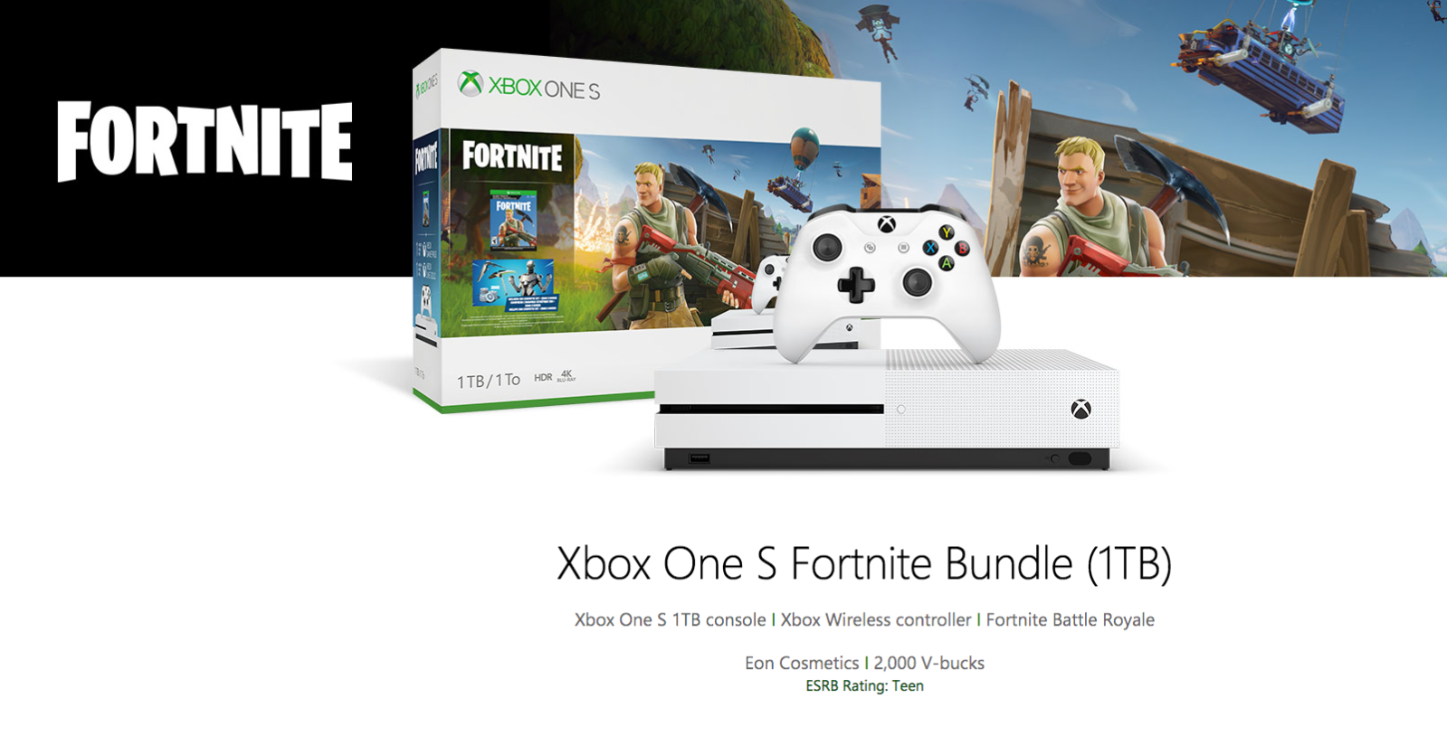 bring home the xbox one s 1tb fortnite bundle w a month of game pass at 100 off today - dolby atmos fortnite