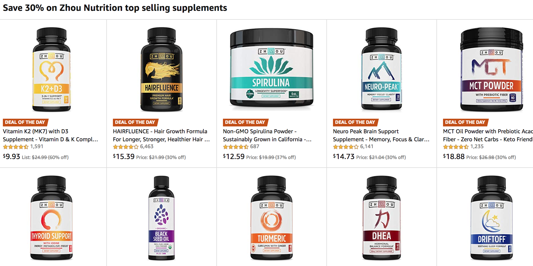 Stock up on Zhou Nutrition supplements from 8.50 at Amazon today MCT