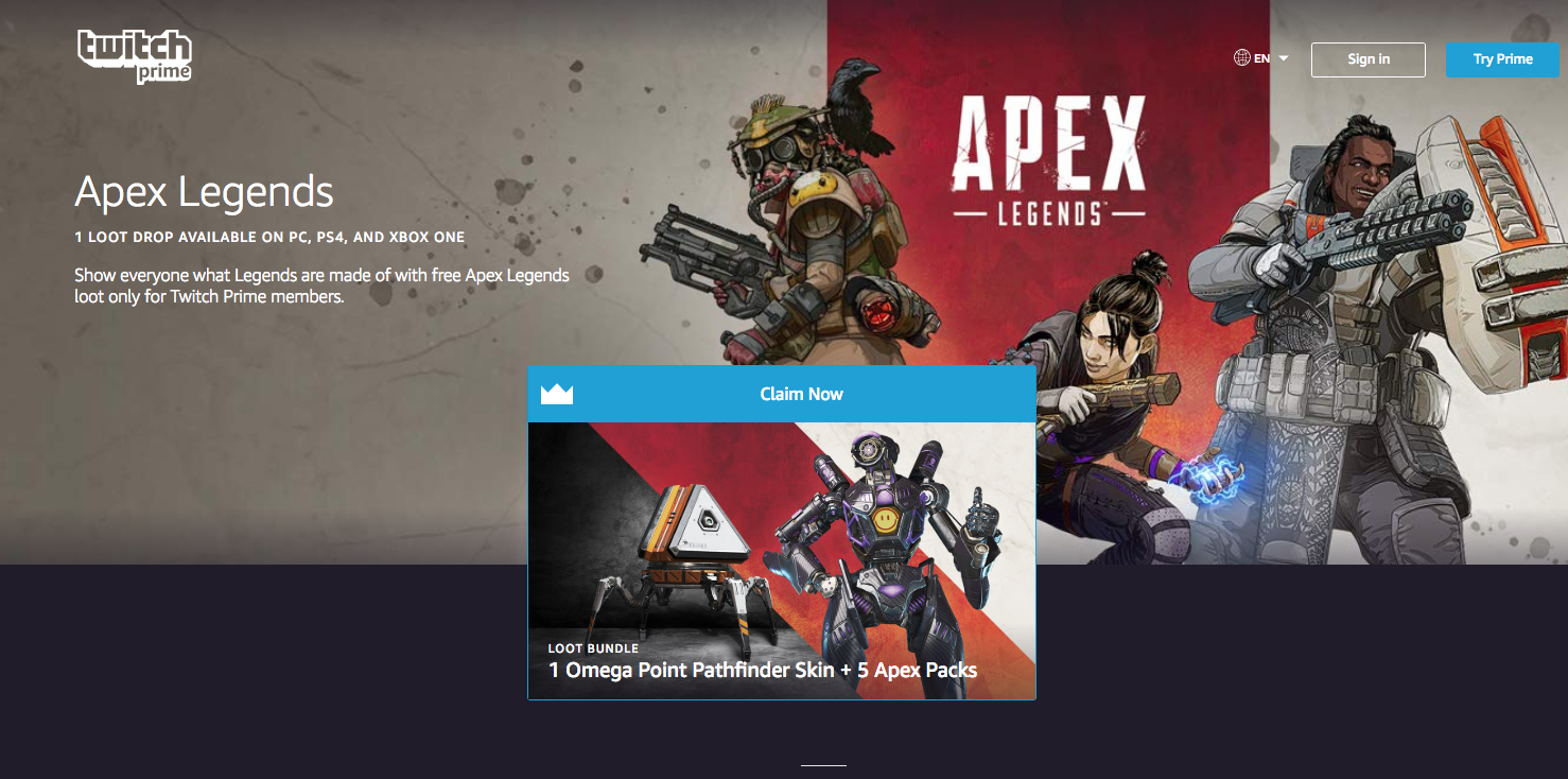 Prime Gaming freebies include Pokémon Go and Apex Legends items
