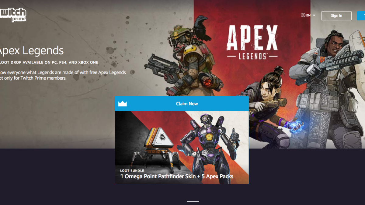 APEX LEGENDS] Prime loot for Twitch prime members!, Video Gaming, Gaming  Accessories, Game Gift Cards & Accounts on Carousell