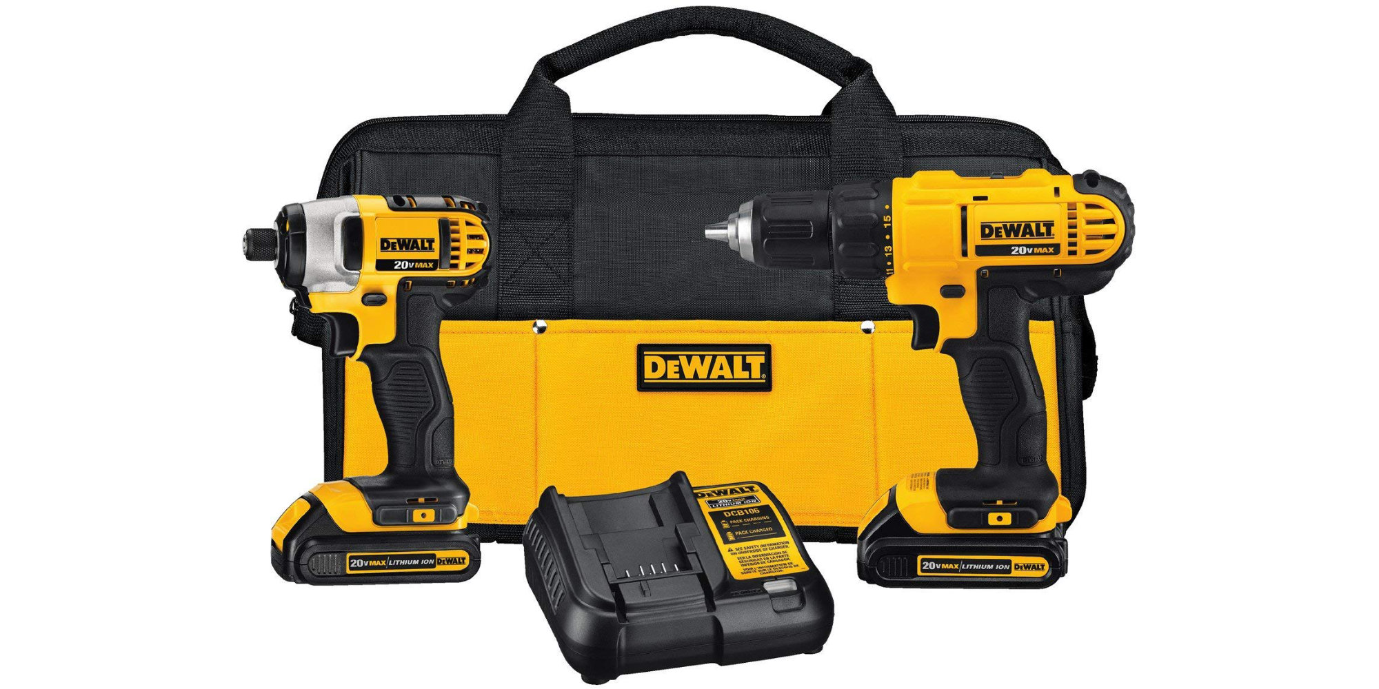 This DEWALT Drill/Impact Driver Combo Kit includes two batteries 139