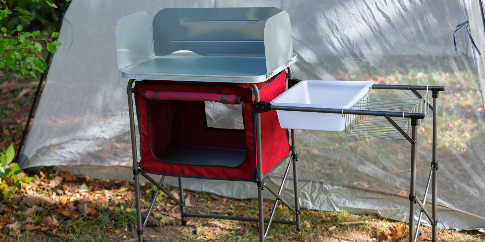 ozark trail portable camp kitchen and sink table