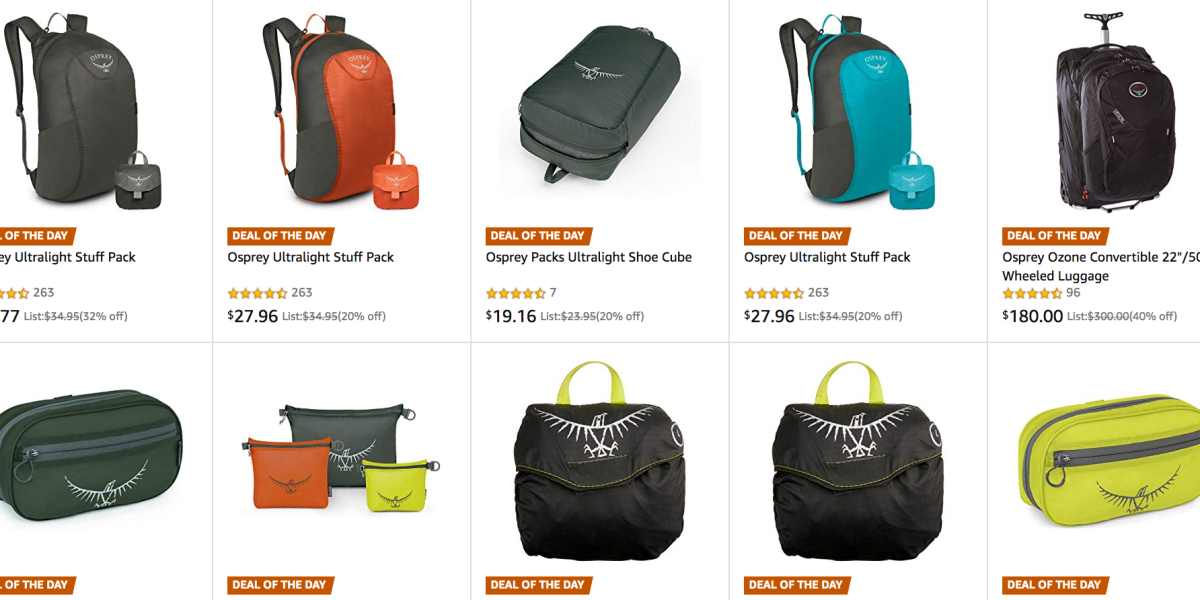 Amazon launches 1day Osprey sale from 6.50 backpacks, luggage