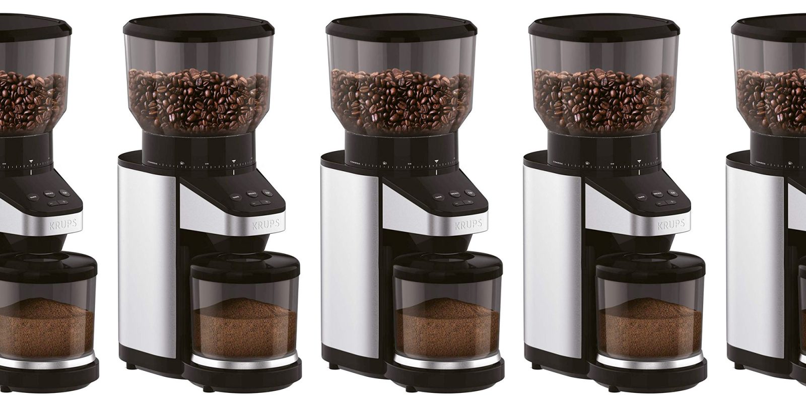 Enjoy fresh ground coffee w/ KRUPS' burr auto grinder w/ scale 95