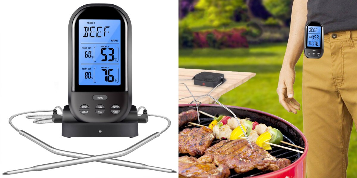 Digital Meat Thermometer with Waterproof Dual Probe Wireless