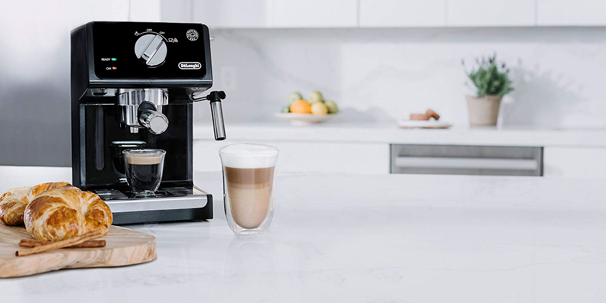 Enjoy espresso at home w/ De'Longhi's 15bar machine & cappuccino