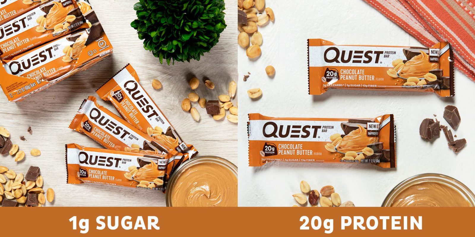 Quest Chocolate Peanut Butter Bars w/ 20g of protein each 12pack for