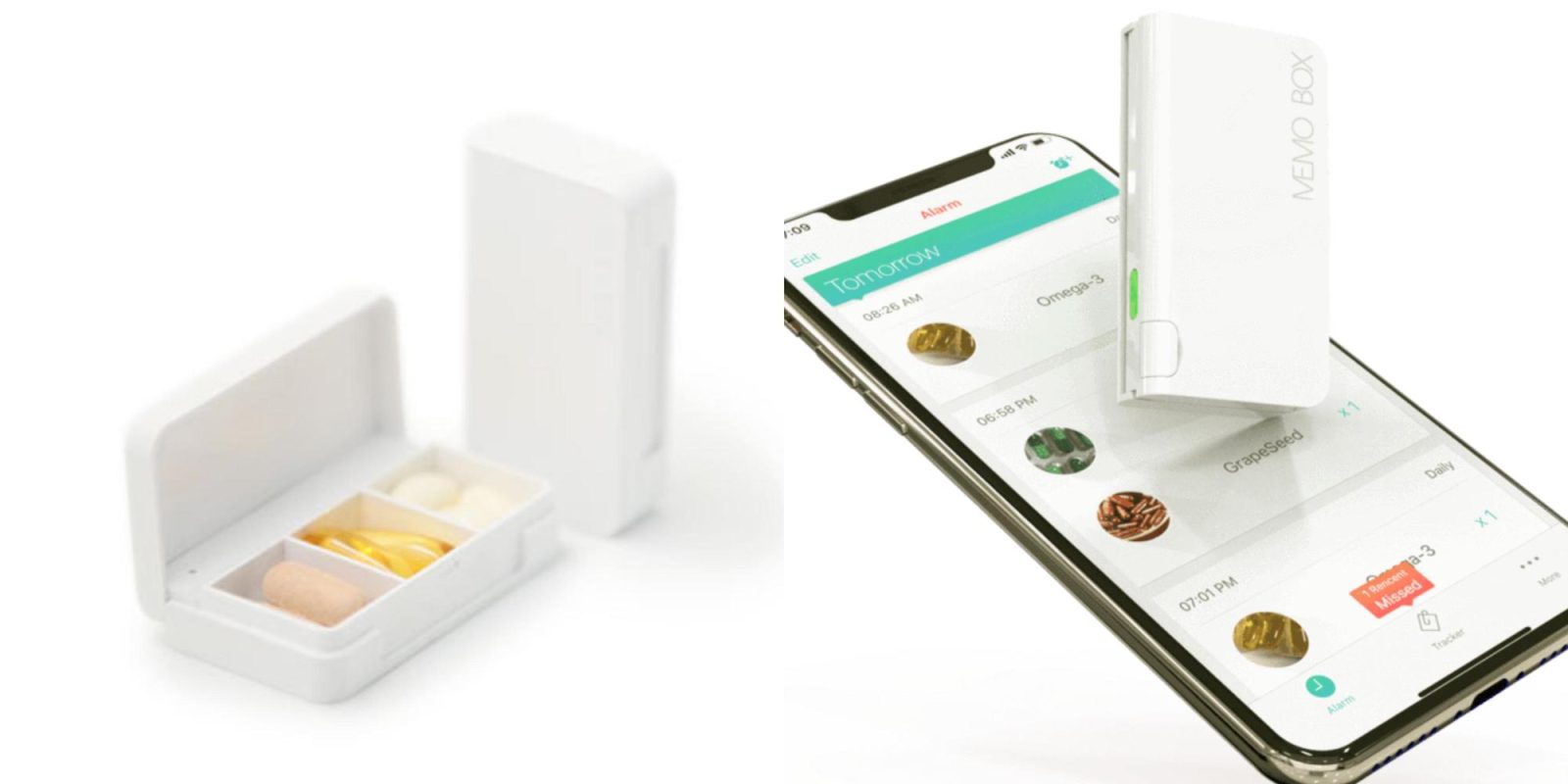 The Memo Box Mini helps you keep track of medication intake for 35