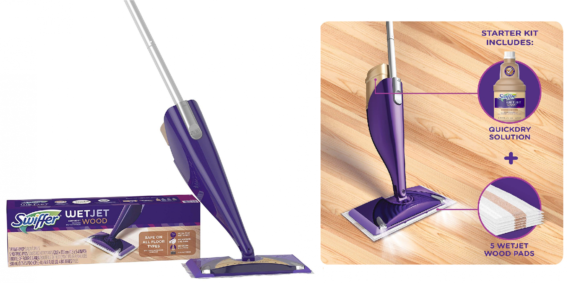 Keep wood floors good as new w/ the Swiffer WetJet Starter Kit for 18