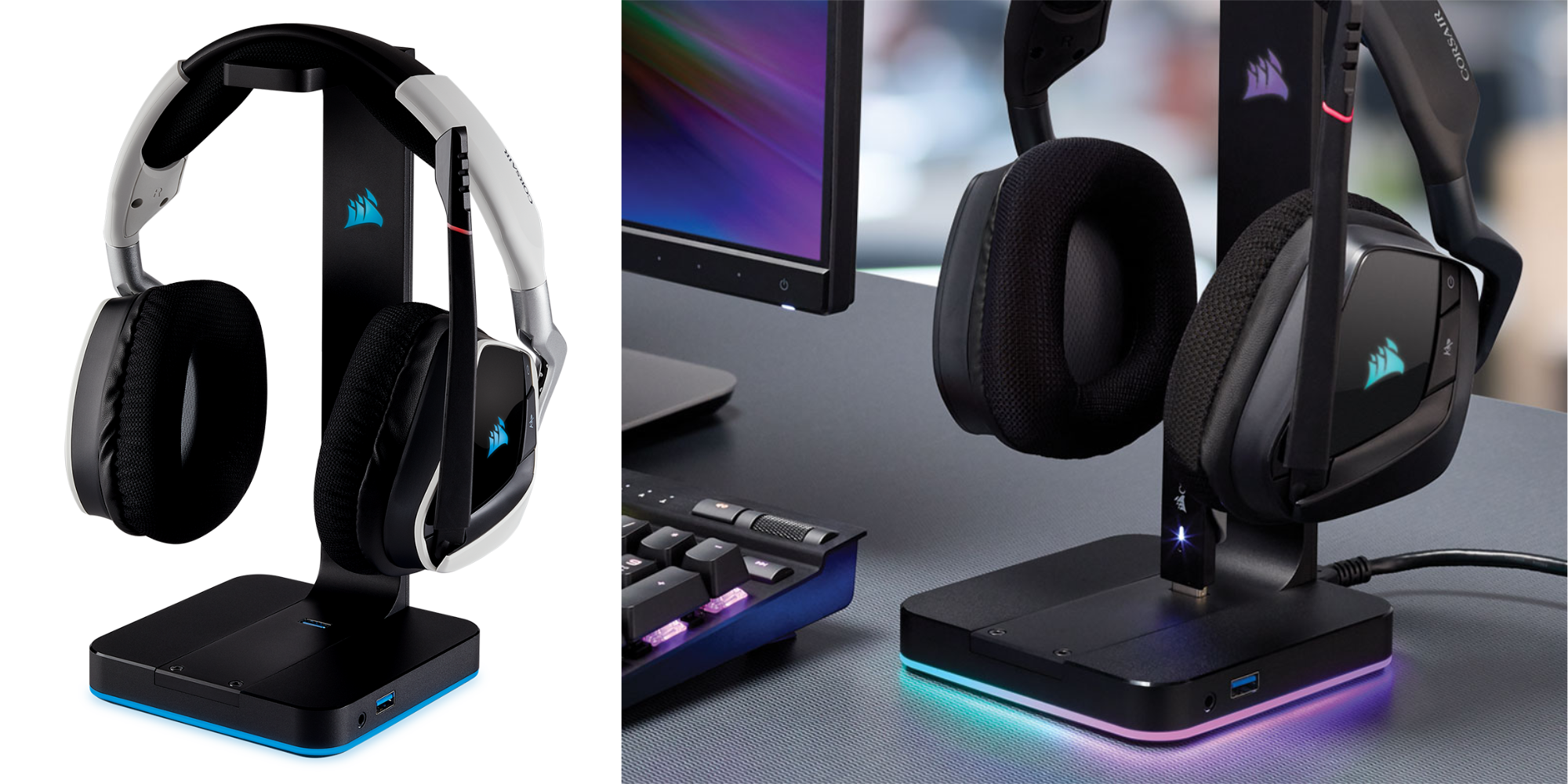 Add CORSAIR's RGB Premium Headset Stand to your desk for $49 more from $35