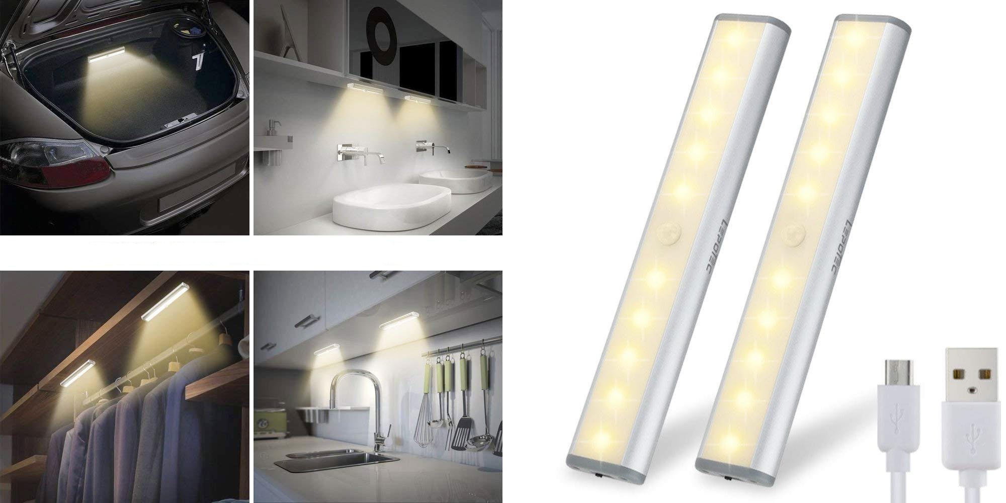 Illuminate any area of your home w/ a 2pack of rechargeable motion