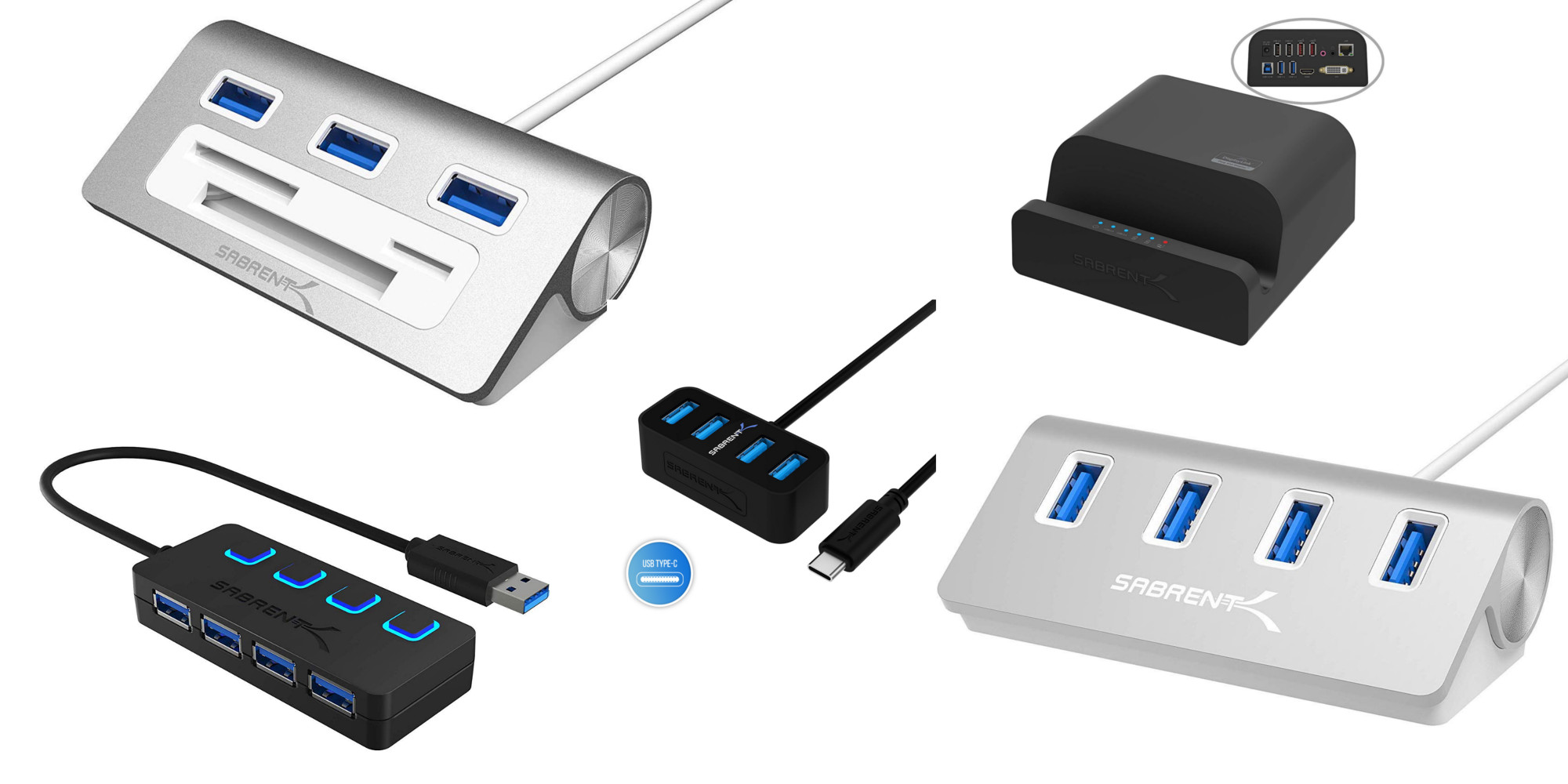 Amazon offers up to 49 off Sabrent USB hubs w/ deals from 7 Aluminum