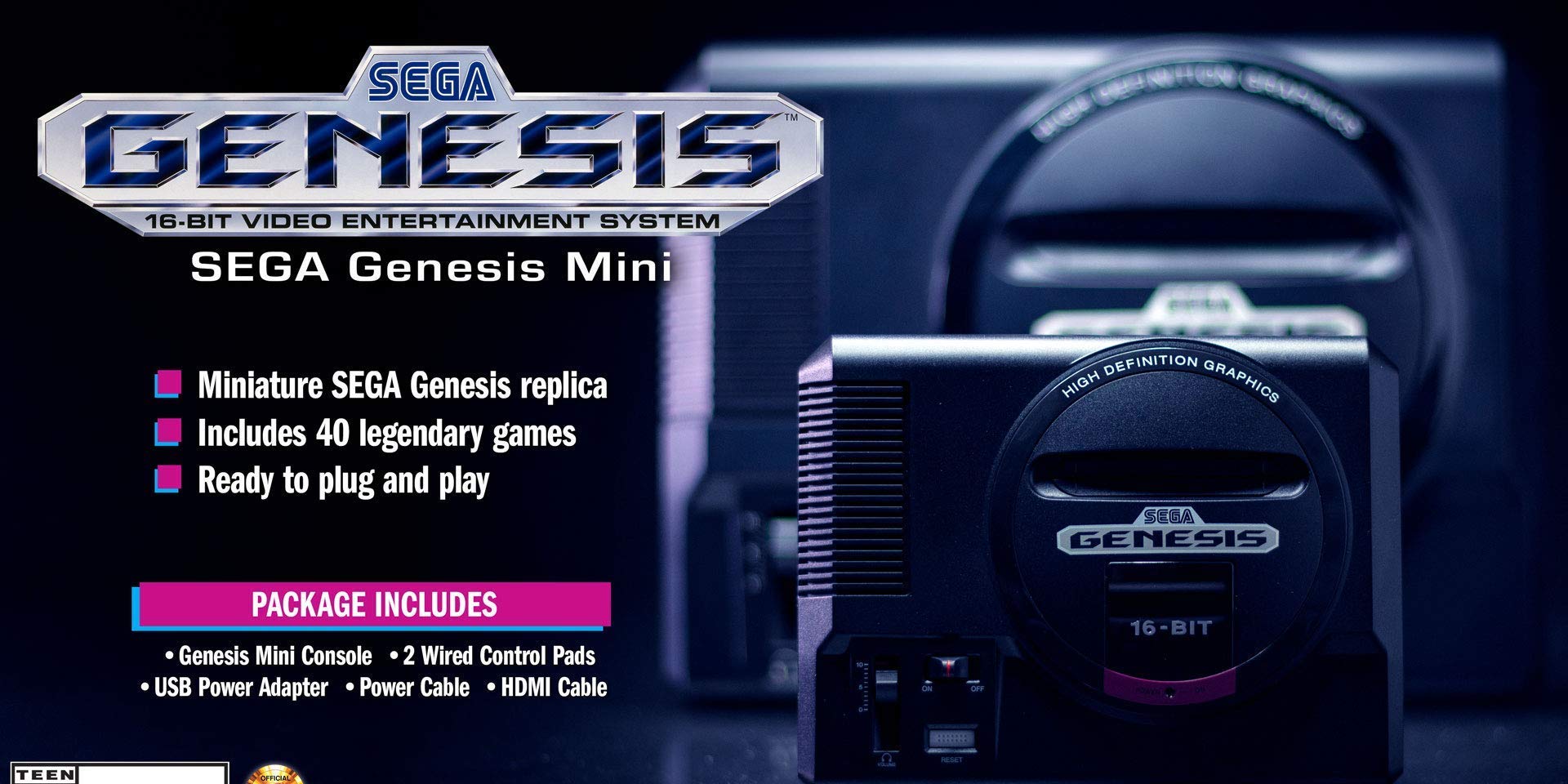 Sega Genesis 2 Console Sonic the Hedgehog 2 Bundle Pack