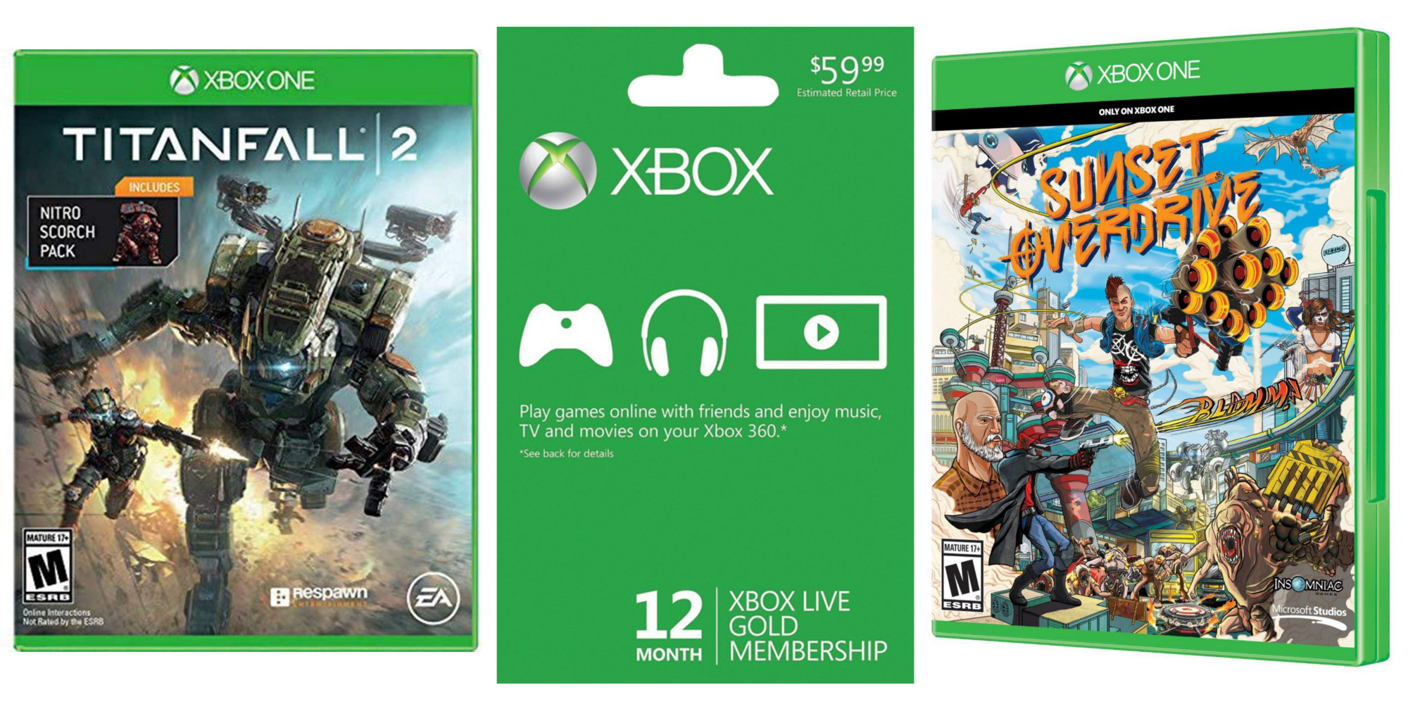 XBOX One Titanfall 2 & Sunset Overdrive Games w/ Xbox LIVE 12 Month Gold  Bundle