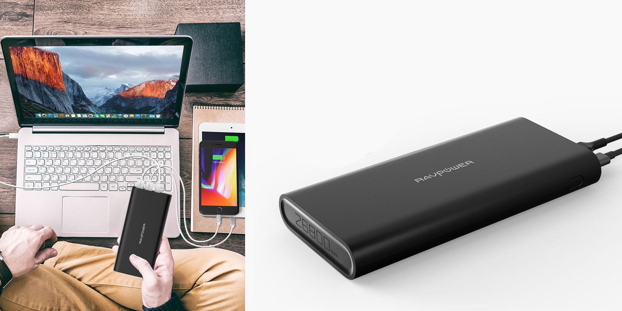 Smartphone Accessories: RAVPower 26800mAh USB-C Power Bank $40 shipped, more