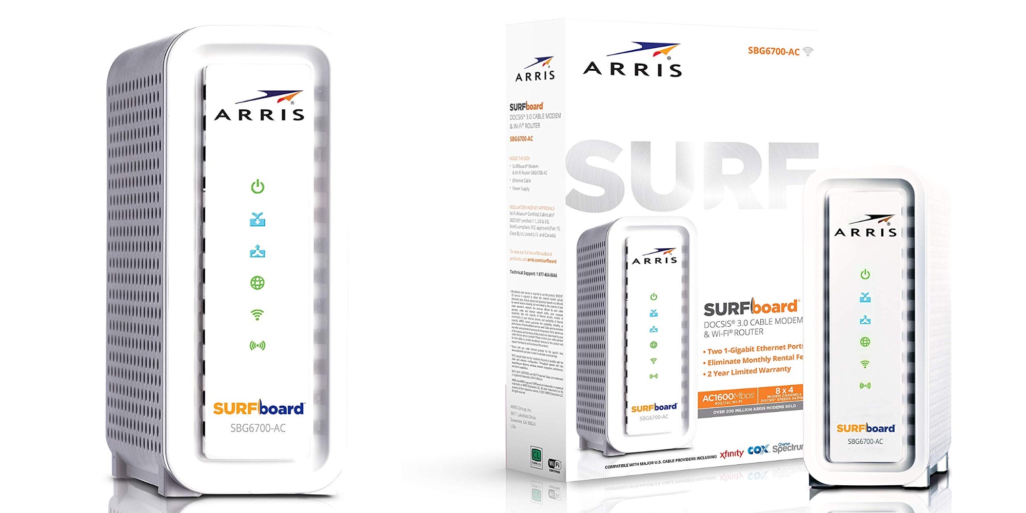 ARRIS SURFboard SBG6700 DOCSIS 3.0 Cable SBG6700AC Modem/  Wi-Fi AC1600 Router 