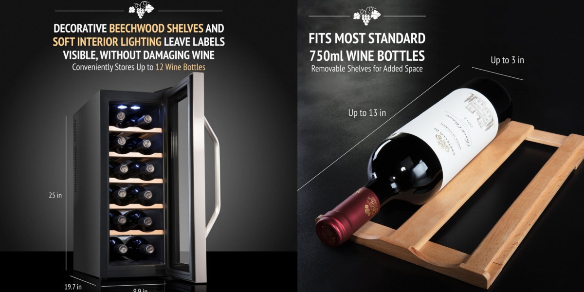 Store 12 bottles at the perfect temp w/ the Ivation wine fridge for