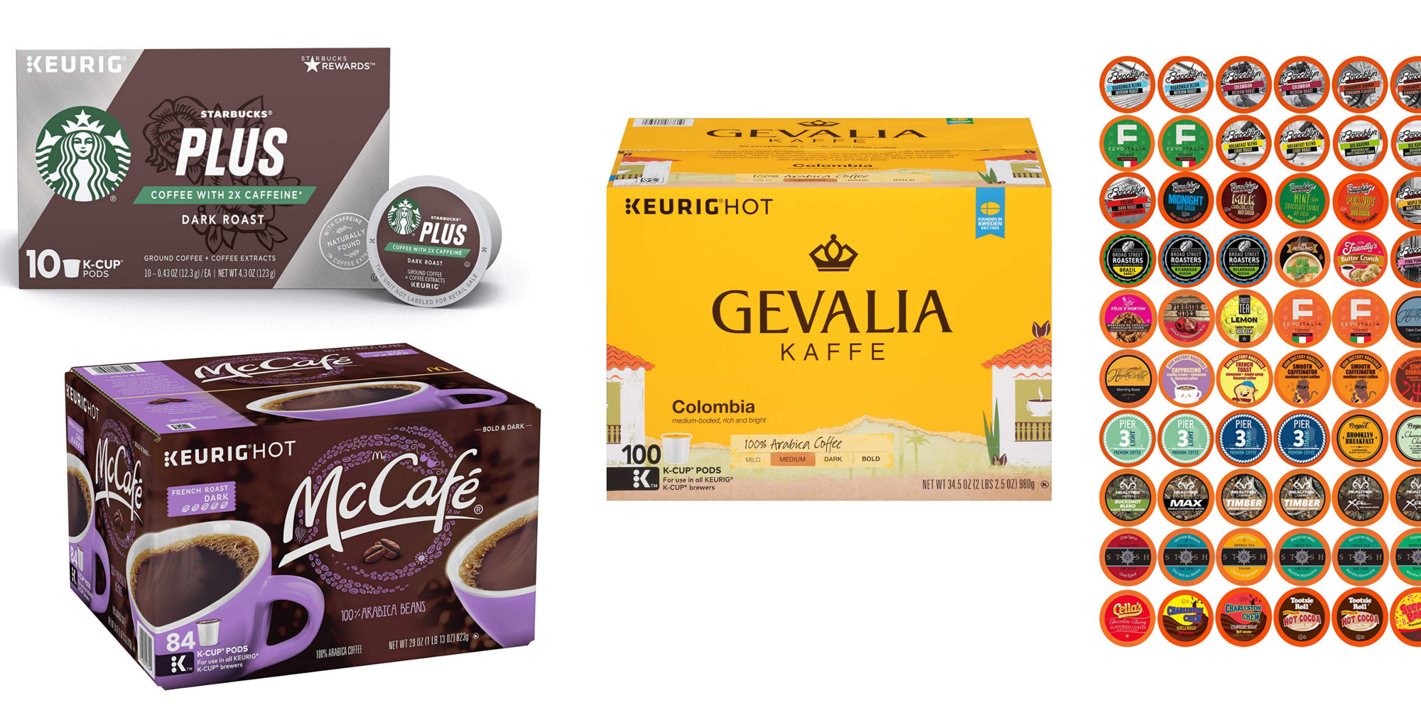 Prime Day coffee pod packs from 21 McCafé, Starbucks, Victor Allen’s