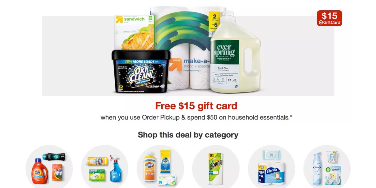 Target: Spend $50 on Household Essentials & Get FREE $15 Gift Card