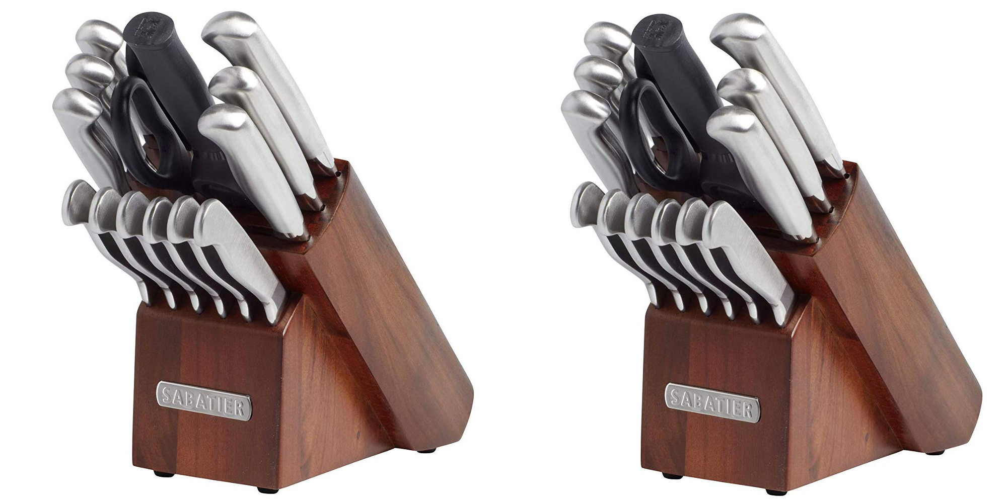 Sabatier 14-Piece Stainless Steel Hollow Handle Knife Block Set, Acacia