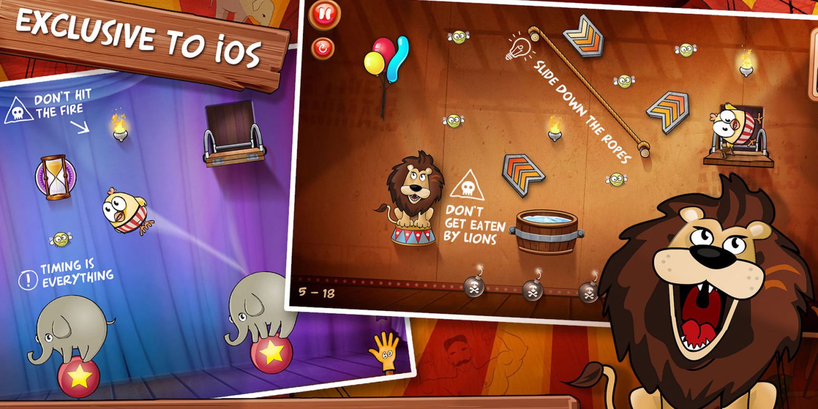 Trapeze your way through Drop The Chicken 2’s circus puzzles for FREE on iOS