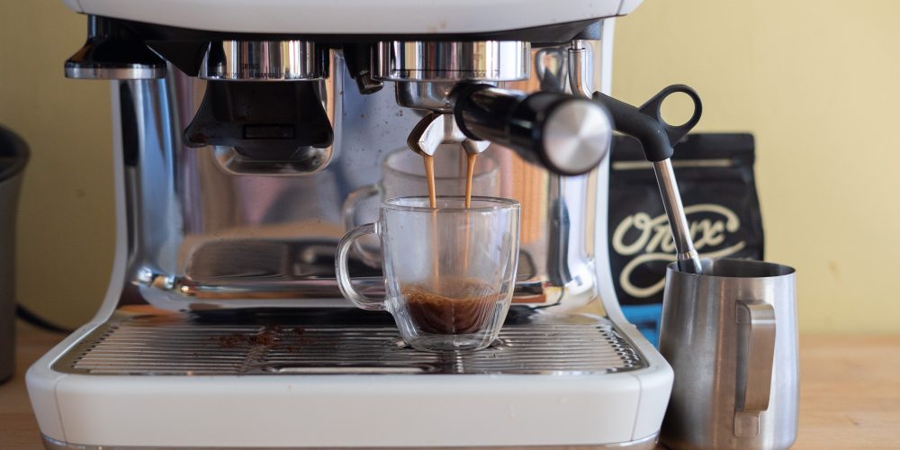 extracting espresso with the Breville Barista Pro